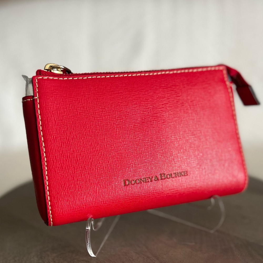 Dooney And Bourke Saffiano Leather Cosmetic Case in RED